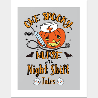 One Spooky Nurse with Night Shift Tales,  Halloween Nurse Pumpkin Posters and Art